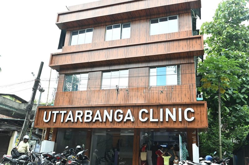 Uttarbanga Clinic building on Sunity Road, Cooch Behar, photographed in an earlier year before the interior was refitted