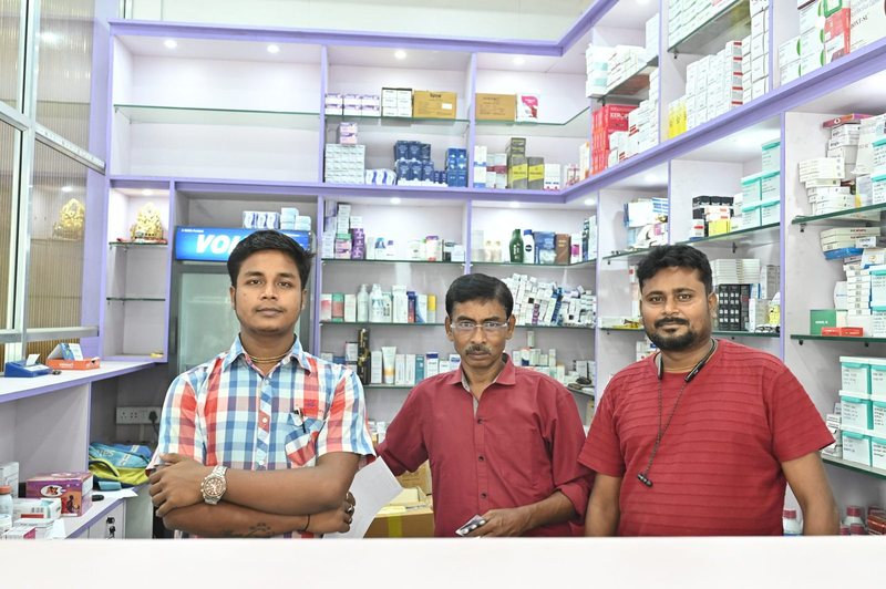Pharmacy staff at Uttarbanga Clinic, Sunity Road, Cooch Behar