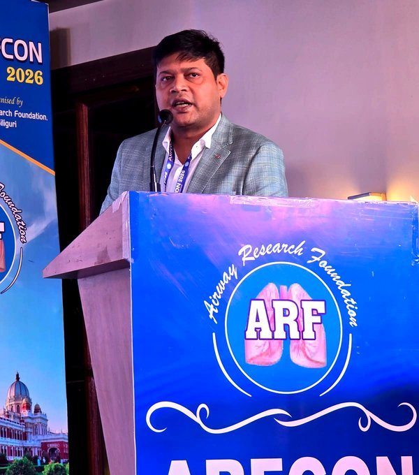 Dr Soumya Ghosh speaking at ARFCON 2026, Amiya Research Foundation conference, Siliguri
